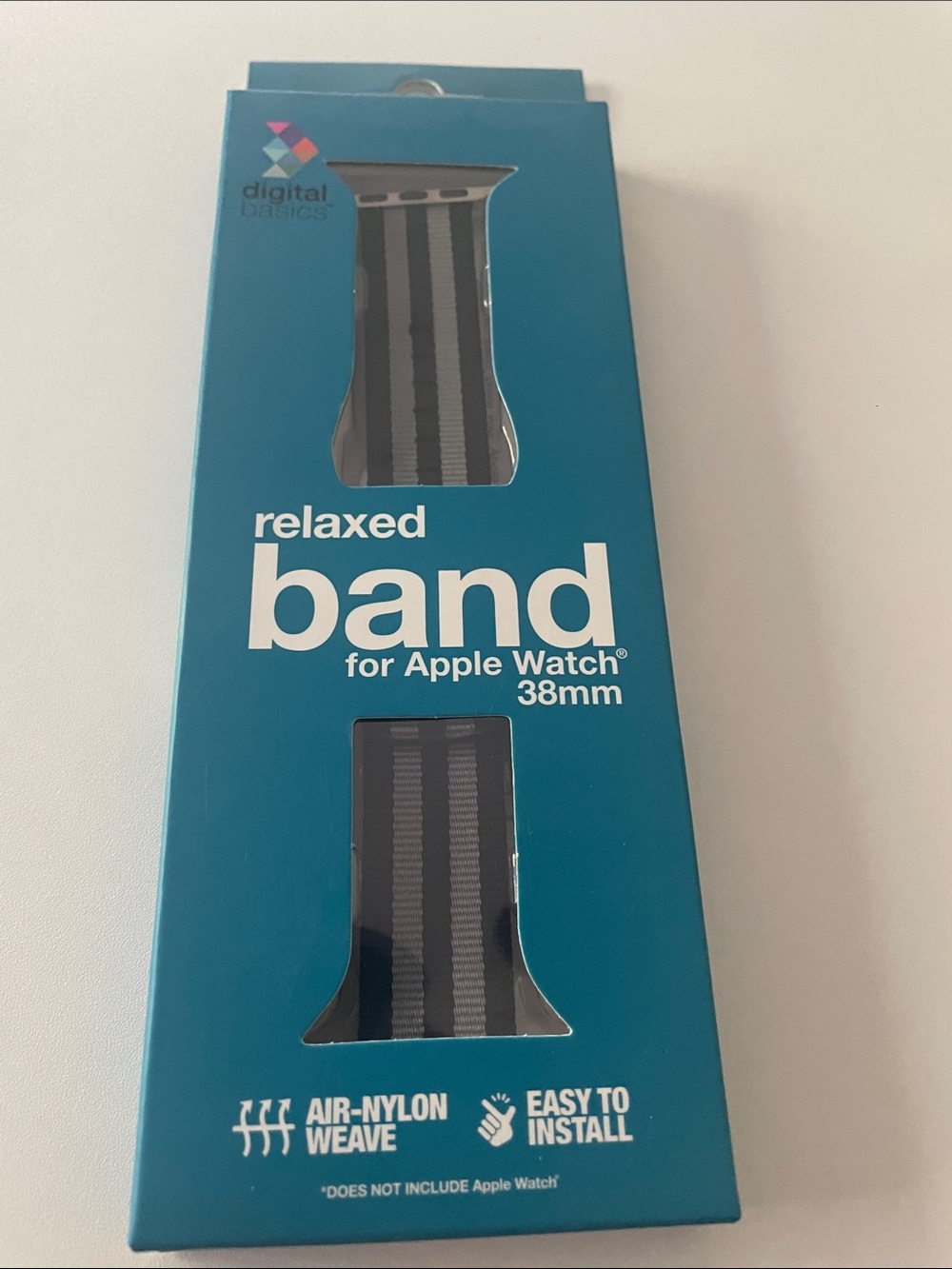 NEW IN BOX: Relaxed Band for Apple Watch 38mm - Black & Gray Stripe
